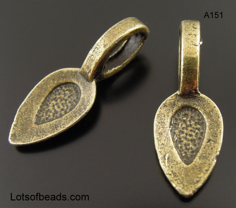 Bronze Leaf Shape Glue on bail